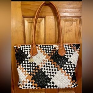 Brahmin Sassy woven leather tote - EUC